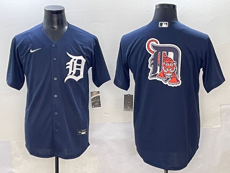 Men 2025 Detroit Tigers Blank Dark Blue Game Nike MLB Jersey style 8